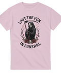 Mörk humoristiskt motiv med Grim Reaper och text – gotisk t-shirt