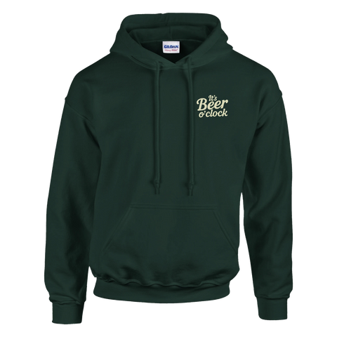 Mörkgrön hoodie med grafiskt tryck inspirerat av klassisk pubkultur