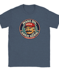 T-shirt med kaxig retrodesign och politisk satir i mörkblå melerad ton