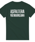 Satiriskt citat-tryck i vitt på mörkgrön bakgrund – grafisk t-shirt