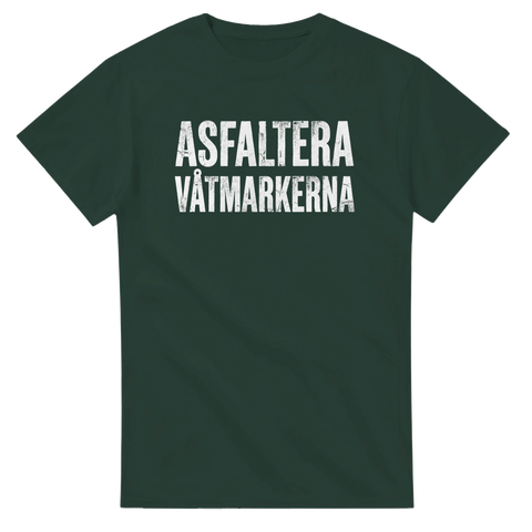 Satiriskt citat-tryck i vitt på mörkgrön bakgrund – grafisk t-shirt