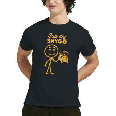 T-shirt med "Sup dig snygg"-motiv – perfekt för humoristiska tillfällen