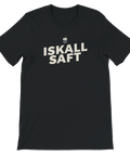 Svart t-shirt med minimalistiskt Iskall Saft-tryck i vintagestil