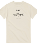 T-shirt med fisk – lax illustration på vit t-shirt