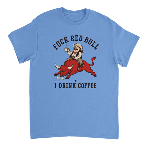 Humoristiskt kaffemotiv med cowboy och tjur – grafisk t-shirt