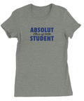 Absolut Student 2026-tryck i mörkblått på gråmelerad premium dam t-shirt med rund hals.