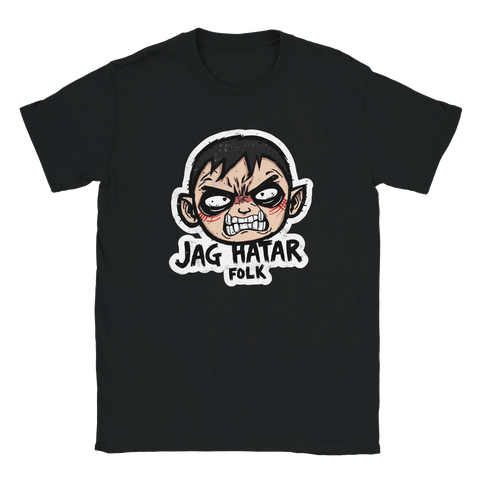 T-shirt med uppkäftig seriefigur och textdesign för socialt överstimulerade