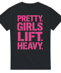 Rosa Pretty Girls Lift Heavy texttryck på svart t-shirt – träningskläder dam