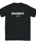 Svart t-shirt med minimalistisk typografi och humoristisk attityd