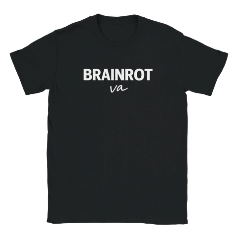 Svart t-shirt med minimalistisk typografi och humoristisk attityd