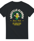 Svart t-shirt med färgglatt tryck “Dagsfylleklubben Beer Club – May your pilsner be stronger than your Monday”.