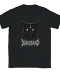 Svart t-shirt med demonisk svart katt och texten Dansband i metallstil