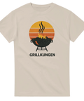 Beigefärgad t-shirt med nostalgiskt tryck för den grillansvarige