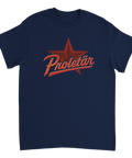 Marinblå t-shirt med grafiskt Proletär tryck och röd stjärna