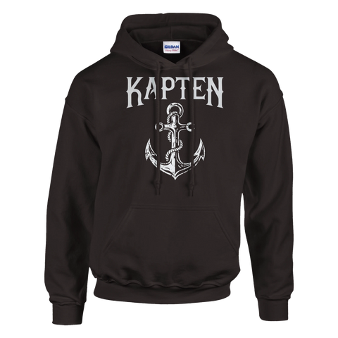 Grafiskt ankare i retrostil för båtfolk – mörkbrun hoodie