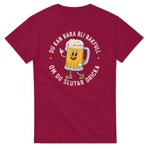 Grafiskt tryck med en skålade ölsejdel och ironisk text – t-shirt med attityd