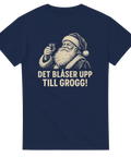 Retro citat-tryck med törstig tomte på marinblå t-shirt