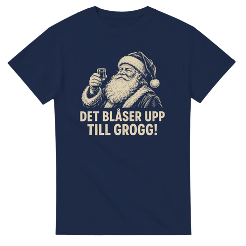 Retro citat-tryck med törstig tomte på marinblå t-shirt