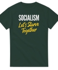 Mörkgrön t-shirt med provokativt budskap i grafisk typografi