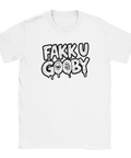 T-shirt med absurd textdesign och droppande bokstäver i lekfull stil