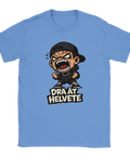 Stilren Ljusblå t-shirt med arg chibi-karaktär och texten Dra åt helvete