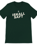 Mörkgrön t-shirt med retroinspirerad typografi och lekfullt motiv