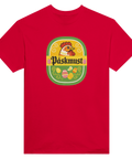 Nostalgiskt grafiskt tryck av traditionell påskmust på röd t-shirt