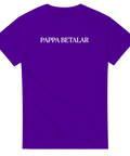 Lila t-shirt med texten Pappa Betalar i vitt – kaxig attityd