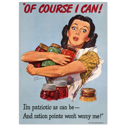 Klassisk illustration av Dick Williams med texten Of Course I Can – väggkonst