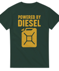 T-shirt med texten Powered by Diesel och gul dieselkanna, mörkgrön