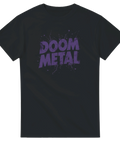 Doom Metal t-shirt med lila text – svart
