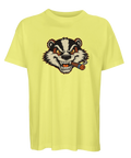 Gul oversized t-shirt med Billy Badger – arg grävling som röker cigarr
