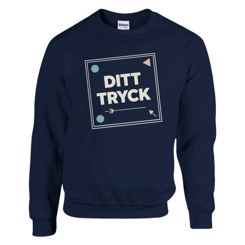 Minimalistisk mall för logotyp på marinblå sweatshirt – företagströja