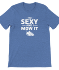 Melerad blå t-shirt med lekfull textdesign för trädgårdsentusiaster