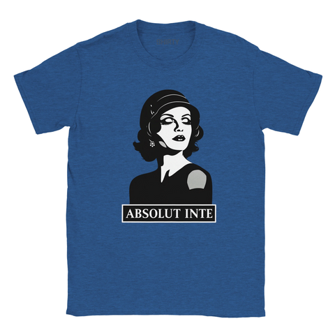 Blå melerad t-shirt med provokativ vintage-design och kaxigt budskap