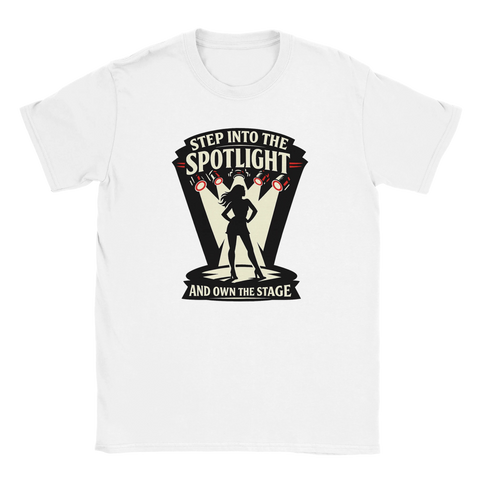 Vit t-shirt med minimalistisk men kraftfull grafik av en scenstjärna