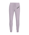 Ljuslila mjukisbyxor med borstad fleece och minimalistisk logotypdesign