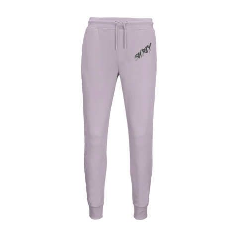 Ljuslila mjukisbyxor med borstad fleece och minimalistisk logotypdesign
