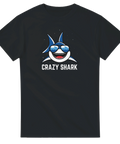 Grafiskt tryck av haj med solglasögon – Crazy Shark t-shirt