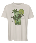 Retro illustration av mojitoglas med lime och mynta på vit oversized t-shirt