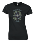 Retroinspirerad t-shirt med grafiskt blåbärsmotiv och lekfull textdesign