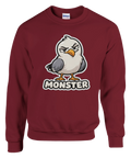 Illustration av arg mås med kaxigt uttryck – vinröd sweatshirt