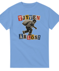 Grafisk design med deckartema och texten Tjyven är lös – unik t-shirt
