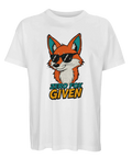 Vitt plagg med grafiskt motiv av räv och ordvitsen Zero Fox Given