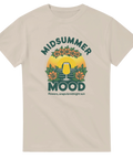 Vintage inspirerat tryck av midnattssol och blommor – sandfärgad t-shirt för sommarfest