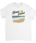 Retroinspirerad t-shirt med grafiskt strandmotiv och nostalgisk text