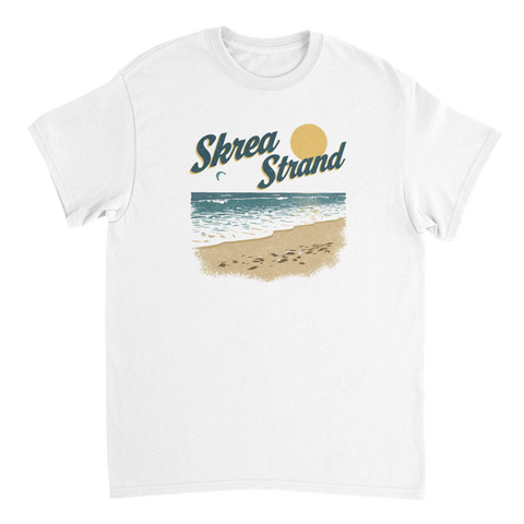 Retroinspirerad t-shirt med grafiskt strandmotiv och nostalgisk text