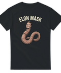 Satirisk illustration av en daggmask med Elon Musks ansikte – grafisk t-shirt