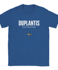 Klarblå t-shirt med grafiskt tryck och budskapet Gravity was optional