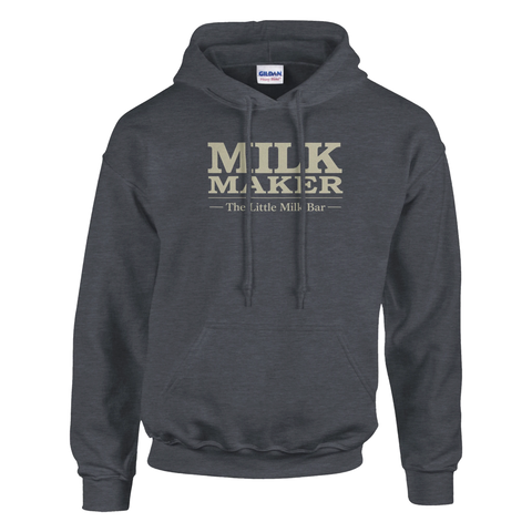 Mörkgrå hoodie med stilrent tryck för en kaxig identitet